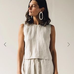 7115 by Szeki Linen Crop Top in Beige, Size Medium